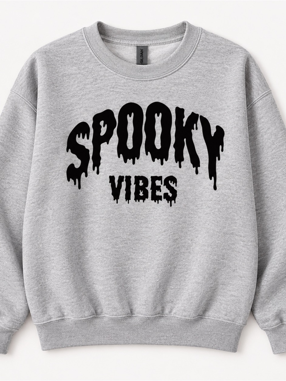 Gildan Gray "Spooky Vibes" Crewneck Sweatshirt